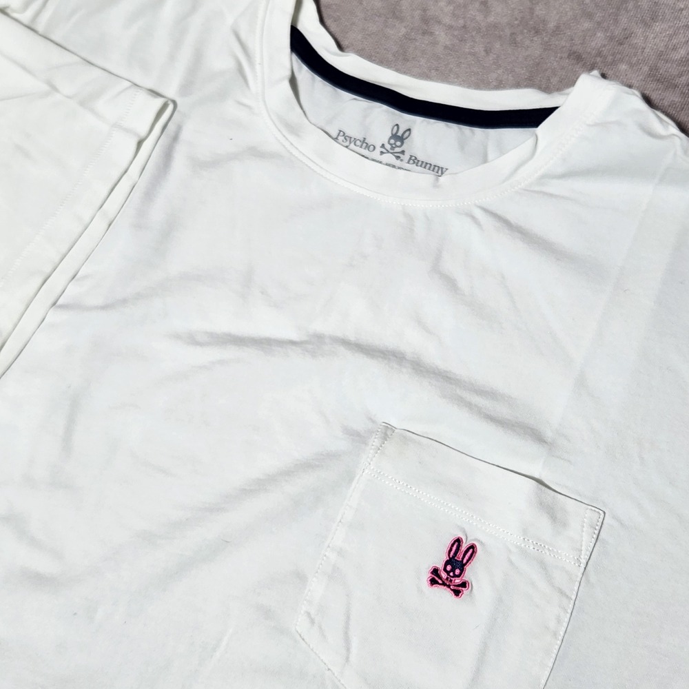 Psycho Bunny Mens XL White Pima Cotton Modal Pocket T-Shirt Embroidered Logo